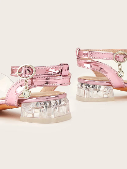 New Children's Shoes Crystal High Heels Girls' Baby Rhinestone Princess Shoes Fashion Transparent Kid's Sandals