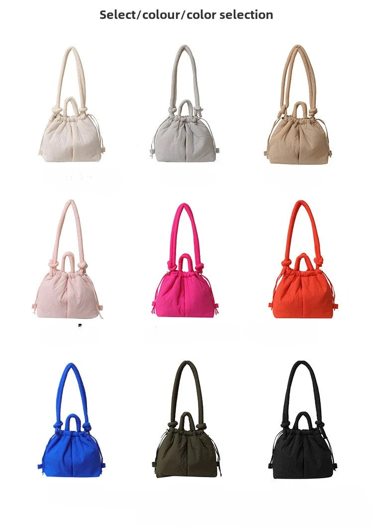 Women's Casual Single-shoulder Bag Large Capacity Nylon Backpack Women's Down Cotton Winter Tote Bag Portable Makeup Handbag