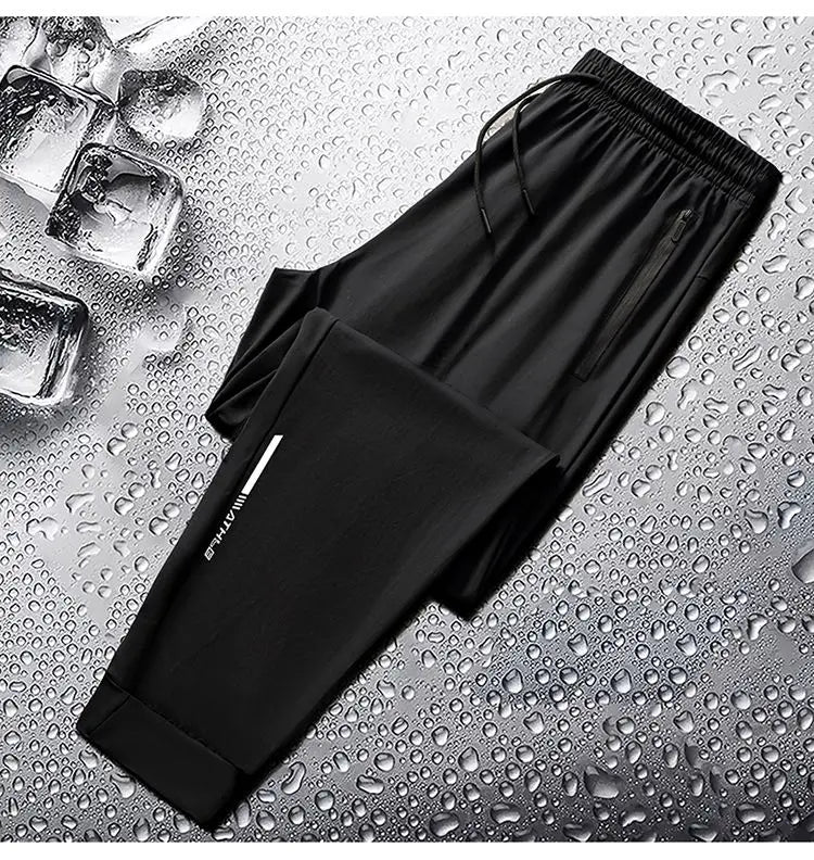Men's spring and summer ice silk long pants slim fit new loose high elasticity fast drying outdoor running casual pants