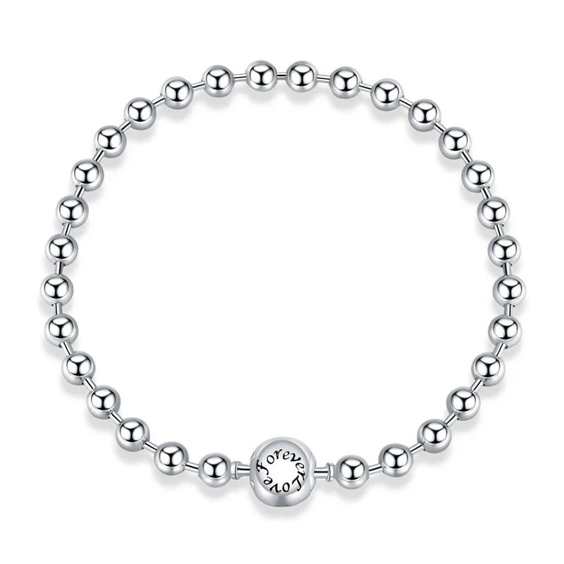 Silver Bead Chain Bracelet 925 Sterling Silver Simple Love Chain Women Fashion Basic Bracelets SCB203