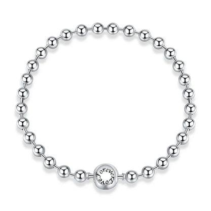 Silver Bead Chain Bracelet 925 Sterling Silver Simple Love Chain Women Fashion Basic Bracelets SCB203