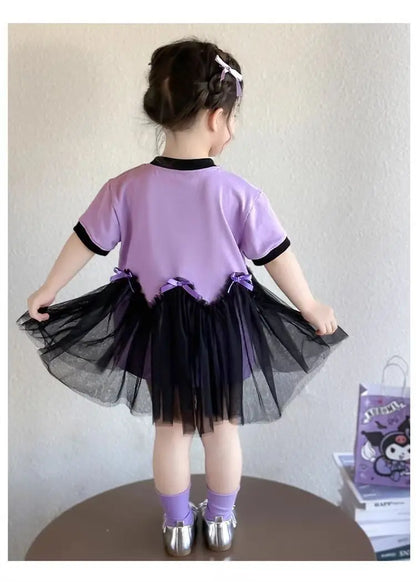 Princess Style Short Sleeve Dress for Girls Baby Mesh Skirt Summer New Arrival Children's Clothing Casual Daily Skirt