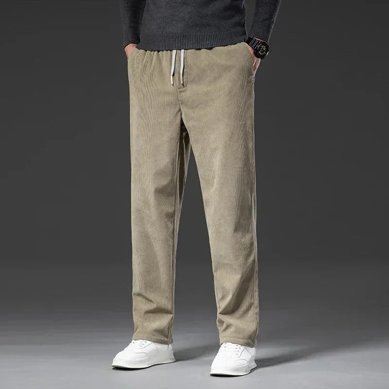 Men's Corduroy Straight Casual Pants Spring Autumn Business Leisure Fashion Trousers Regular Fit Male Pants Brand Clothes