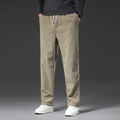 Men's Corduroy Straight Casual Pants Spring Autumn Business Leisure Fashion Trousers Regular Fit Male Pants Brand Clothes