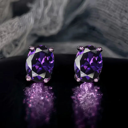 Rose Gold Yellow Gold Plated Oval Natural Amethyst Citrine Garnet Topaz Peridot 925 Sterling Silver Earrings for Women