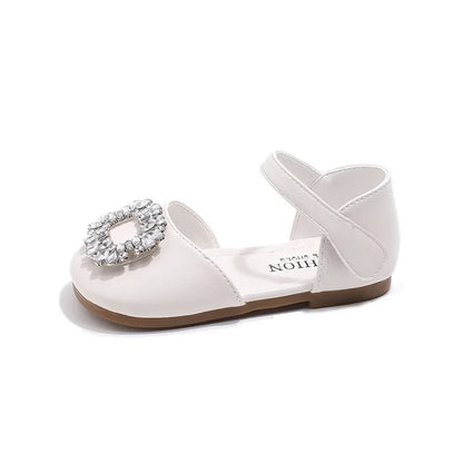 New Children's Sandals Summer Rhinestone Buckle Sandals for Girls Fashion Elegant Kids Princess Causal Wedding Flat Sandals Soft