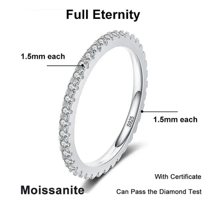 NeeTim Full Moissanite Ring for Woman Wedding Jewelry 925 Sterling Silver with Plated White Gold Rings Diamond Engagement Band