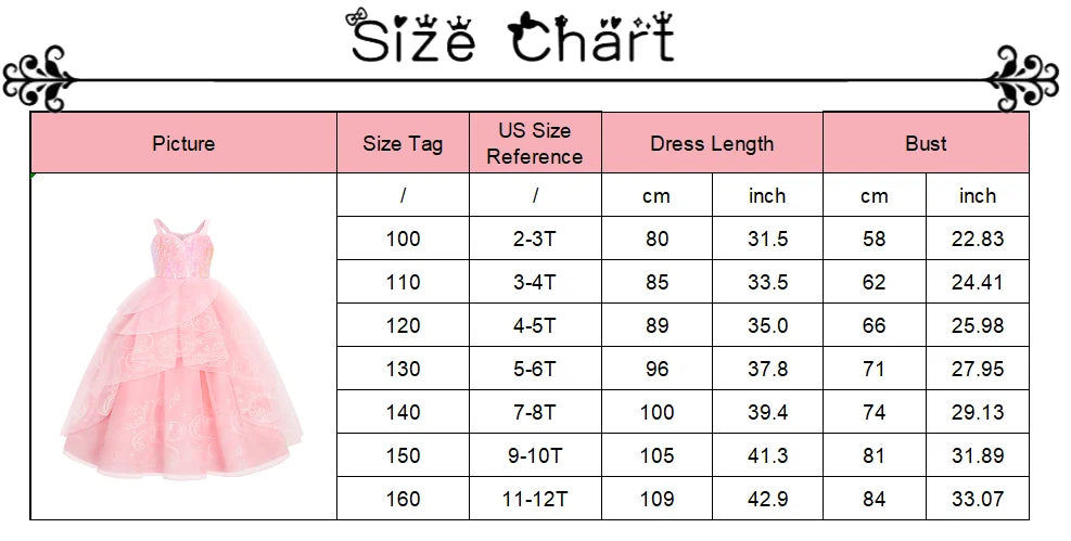 Children Pink Witch Dress Wicked Glinda Elphaba Clothes Cosplay Costume Girls Halloween Costume Kids Good Witch Princess Dresses