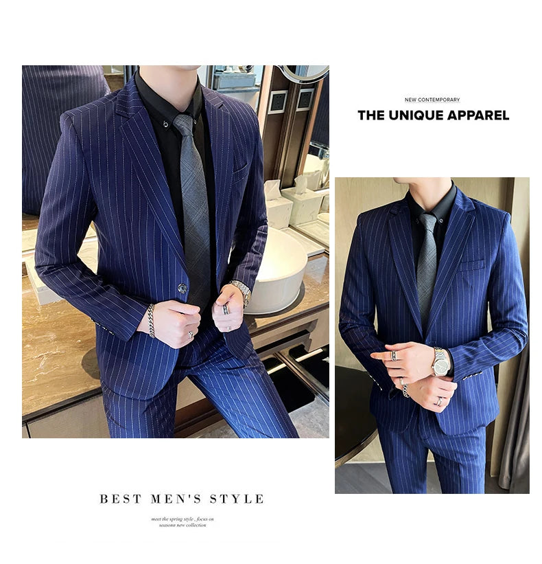 Conjunto Masculino de Terno e Calça de Luxo 2023 Britânico Festa de Casamento Moda Negócios Casual Tendência Duas Peças