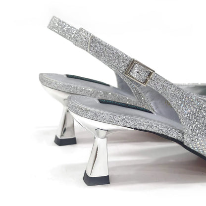 Italian Design Rhinestone Luxury Wine Colour Pointed Toe Shoe & Bag Set Women's High Heels for Parties