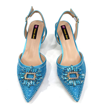African Style Women's Shoes Mixed With BlackGold High Heels Pointed At The Dinner Party Nigerian Women's Shoes