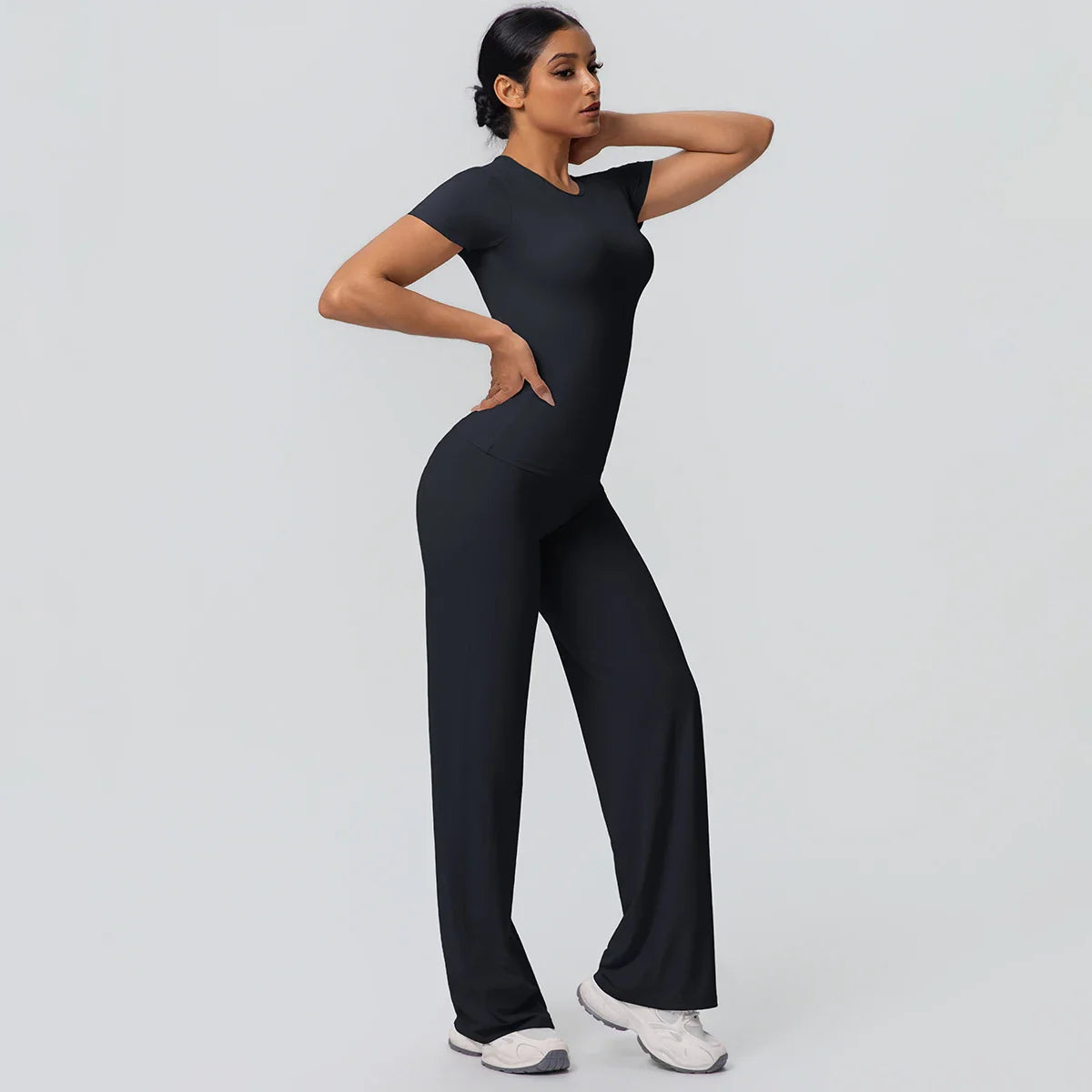 Fitness Sports Workout Yoga Set for Women Naked Feel Slim Casual Workout Top T-Shirt Quick Drying Push Up Running Pants Yoga Set