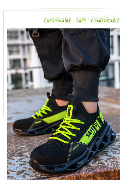 Men's Steel Toe Safety Shoes Anti Crush And Piercing Fashionable Breathable Sock Shoes Outdoor Unisex Work Footwear
