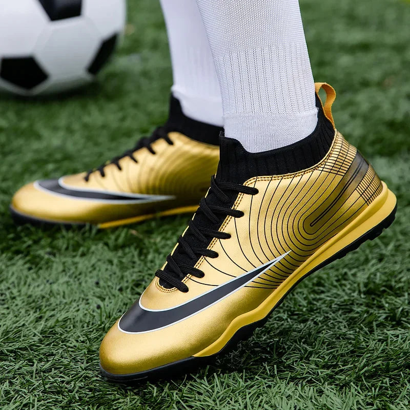 Men Football Boots Children Soccer Cleats Professional Golden Football Shoes for Boys Kids Indoor Soccer Shoes