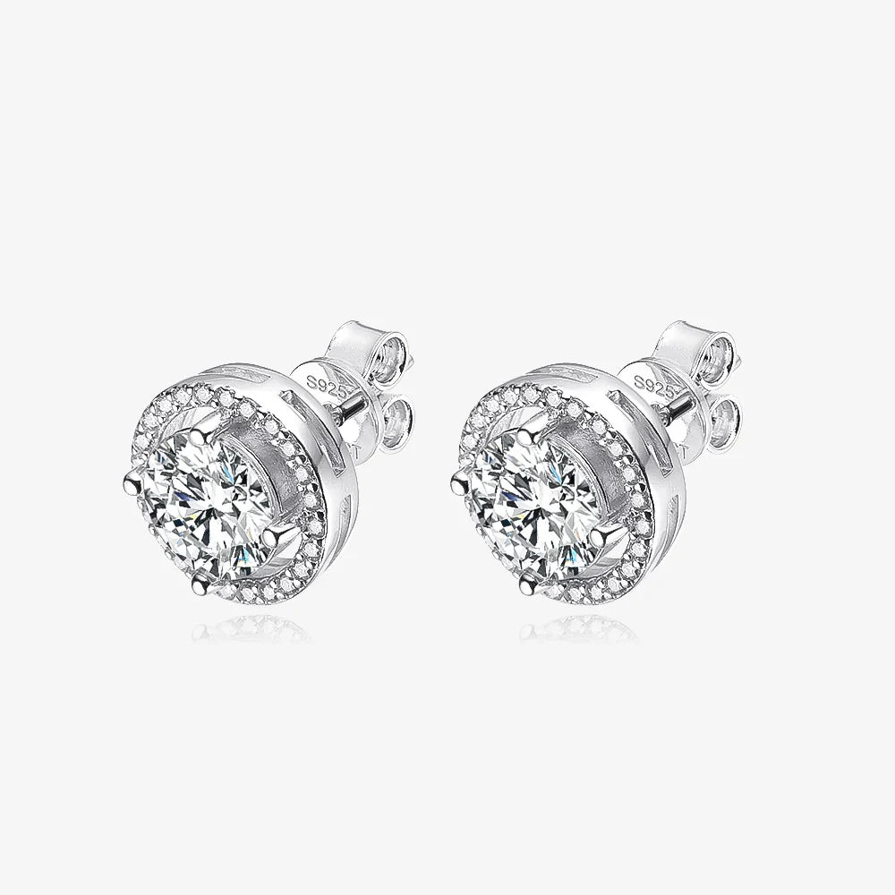 Trendy 1-4CT Full Moissanite Stud Earrings For Women Party Bridal Fine Jewelry S925 Sterling Silver Diamond Earring
