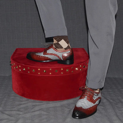 Mens Dress Shoes Original Luxurry Fabric and Genuine Leather Brogue Social Party Business Lace Up Derby Wedding Formal Shoes Men