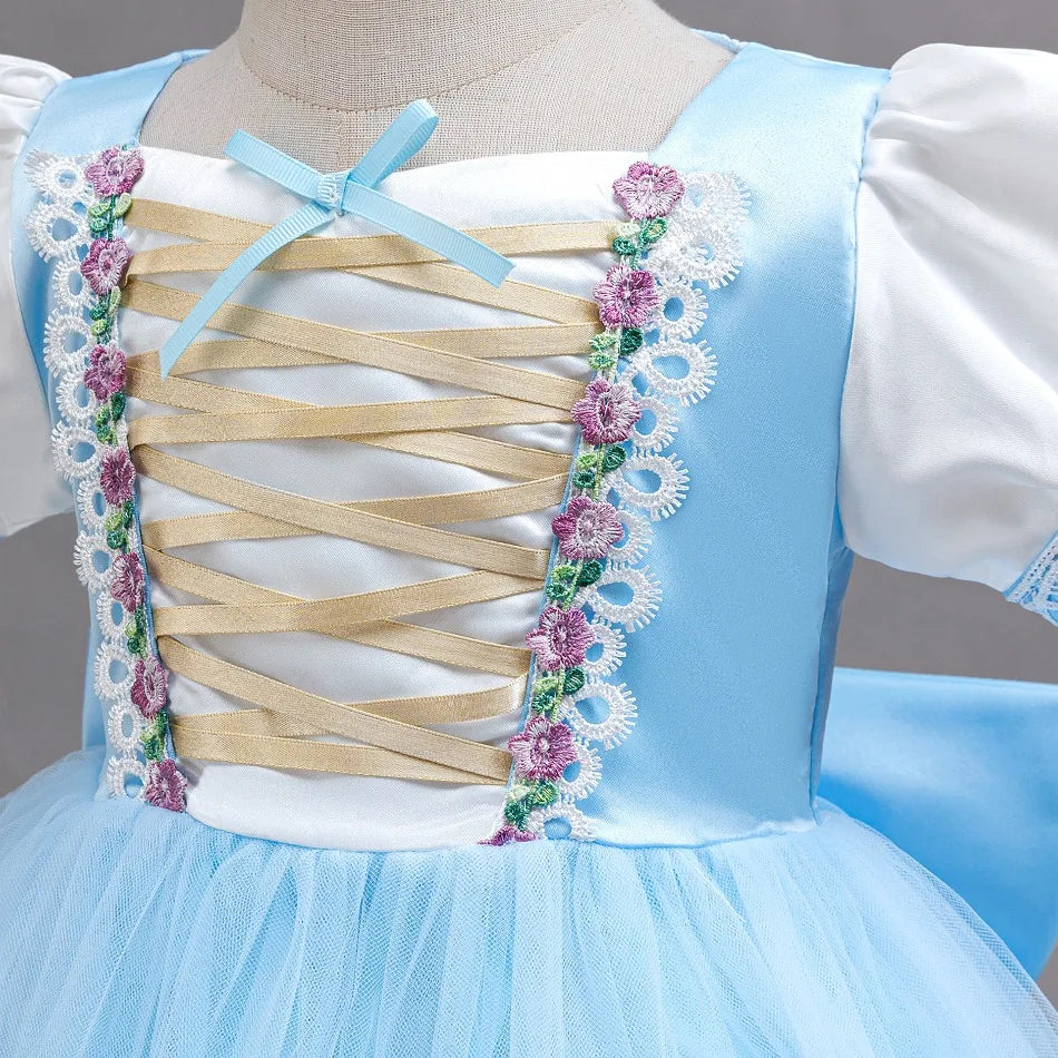 Fashion Girls Rapunzel Dress Up Dresses for Party and Wedding Mesh Lace Girls Dresses Summer Children Girls Party Dresses ASQ03