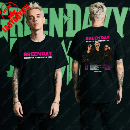 Green Day Tour 2025 Asia and Australia Tour Graphic T Shirts Summer Woman Man Fans High Quality Cotton T-shirt Music Festival
