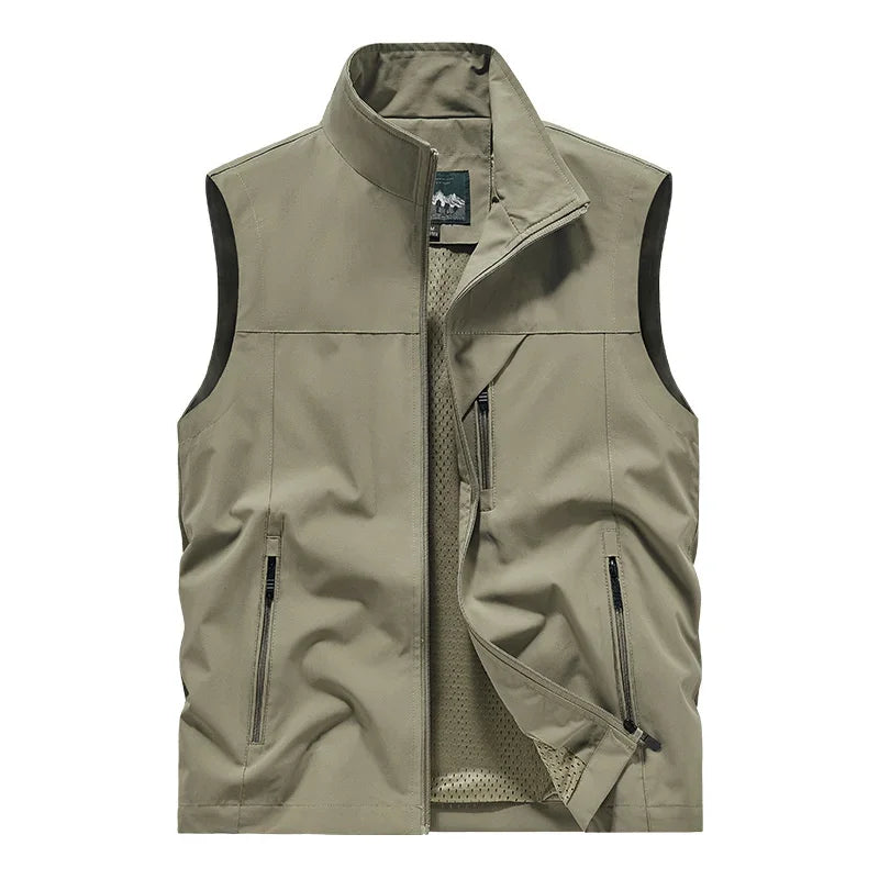 2025 New Fashion Men's Vest Windproof Solid Sleeveless Jacket Motorcycle Ourdoor Waterproof Biker Vest for Men Clothing