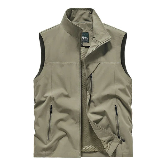2025 New Fashion Men's Vest Windproof Solid Sleeveless Jacket Motorcycle Ourdoor Waterproof Biker Vest for Men Clothing