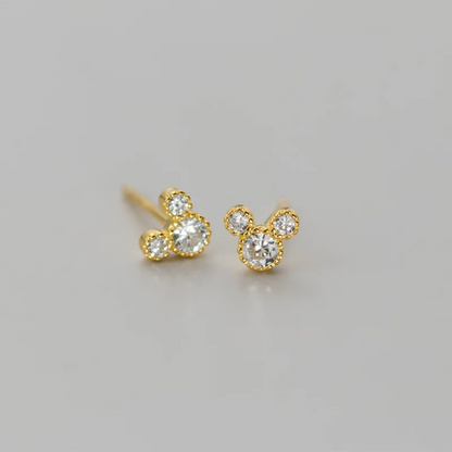 925 Sterling Silver Fashion Cute Cartoon Mouse Screw Bead Stud Earrings for Women Simple Chic Girl Party Jewelry Gifts