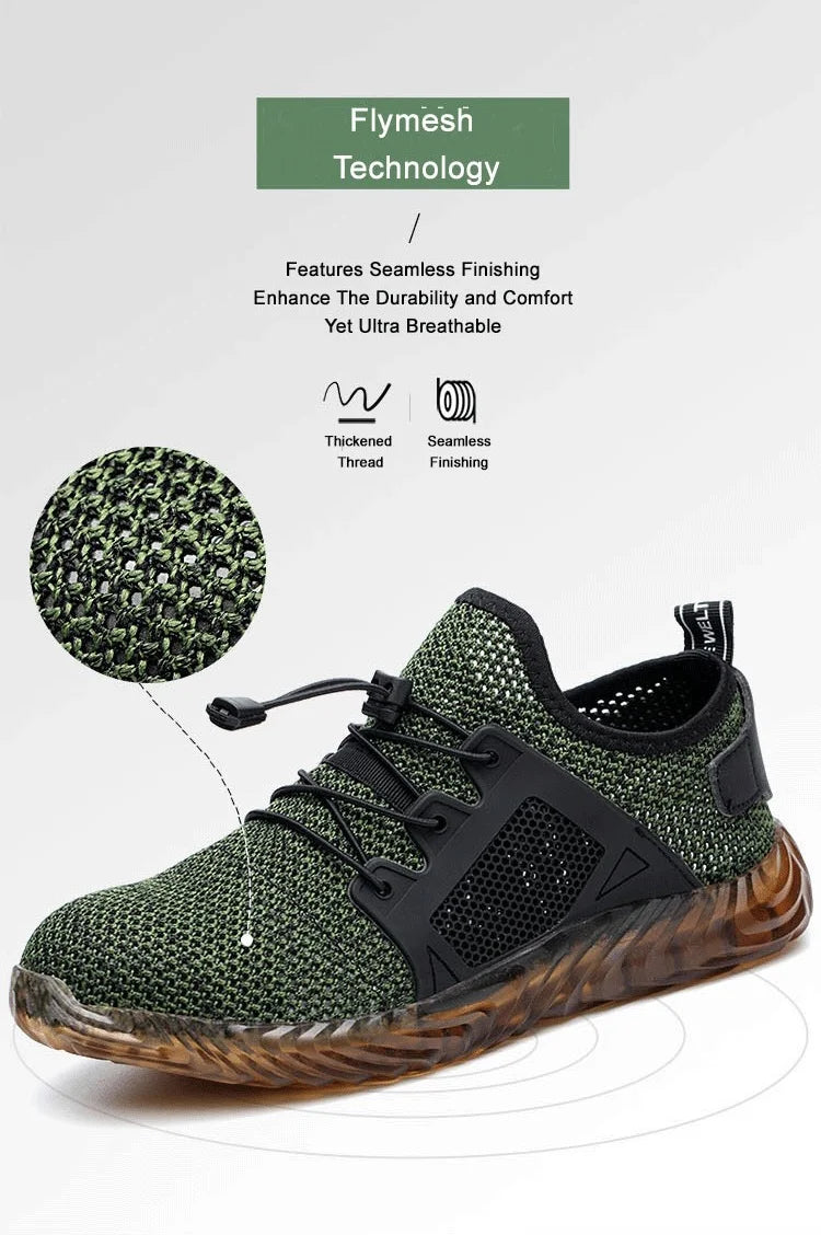 Summer Steel Toe Cap Safety Work Shoes for Men Anti Smashing Anti Puncture Hollow Out Light Breathable Sneaker Women Boots