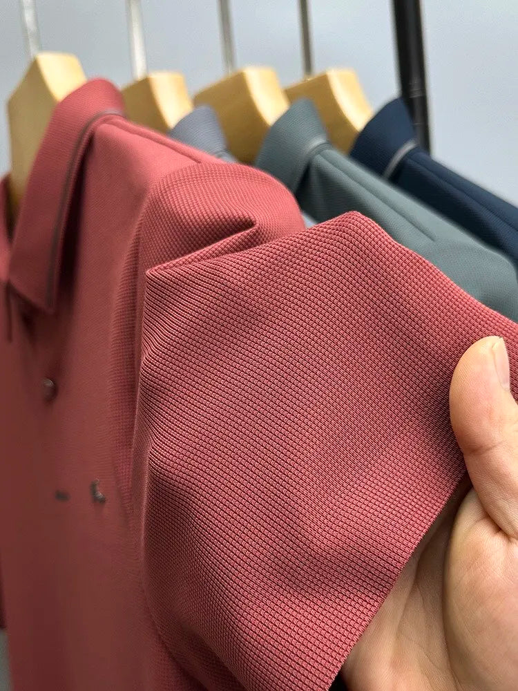 Luxury summer new ice silk breathable polo shirt men's short sleeve high-end exquisite letter embroidery casual lapel T-shirt
