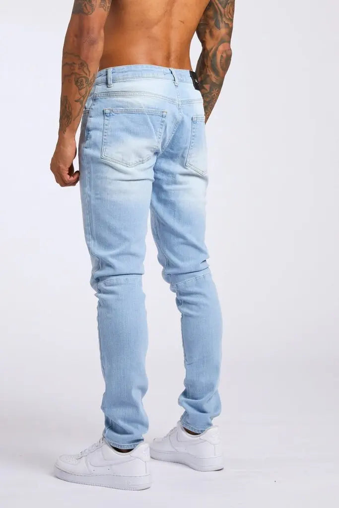 1pc men's elastic daily travel American street, regular banana pants jeans