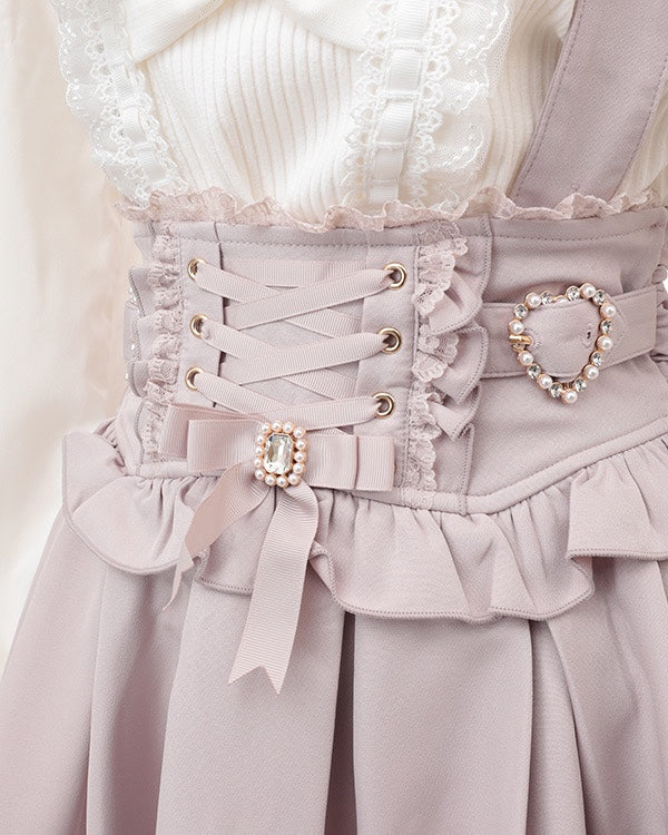 Japanese Liz Mine Mass Production Detachable Suspender Skirt Spring and Autumn Heart Cross Suspender Back Bow Straps Skirt