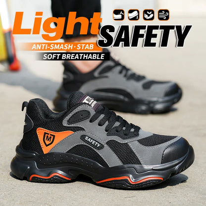 Lightweight Safety Shoes Men Work Shoes Steel Toe Cap Working Boots Sneakers Man Anti Puncture Breathable Sport Work Footwear