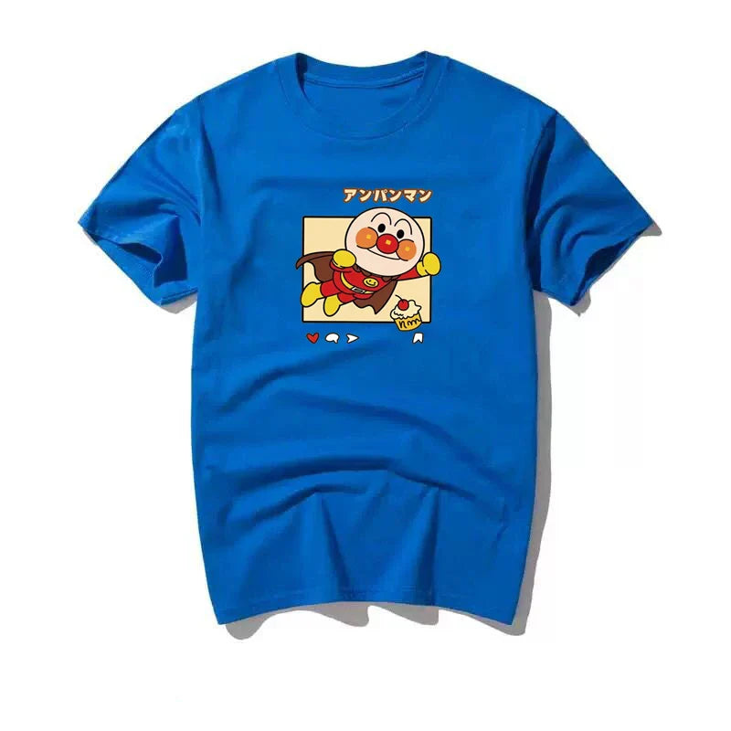 Men's Clothing Summer Anpanman Cartoon Fun Printed Graphic T Shirts Y2k Cotton Loose Casual Women's Short Sleeved Tee Tops Anime