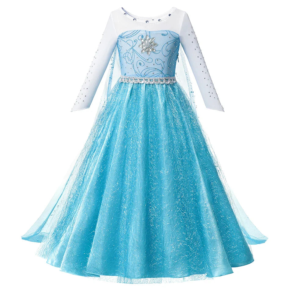 Elsa Rainha da Neve Princesa Meninas Vestido LED Roupa de Carnaval de Halloween Festa Crianças Cosplay Fantasia Infantil