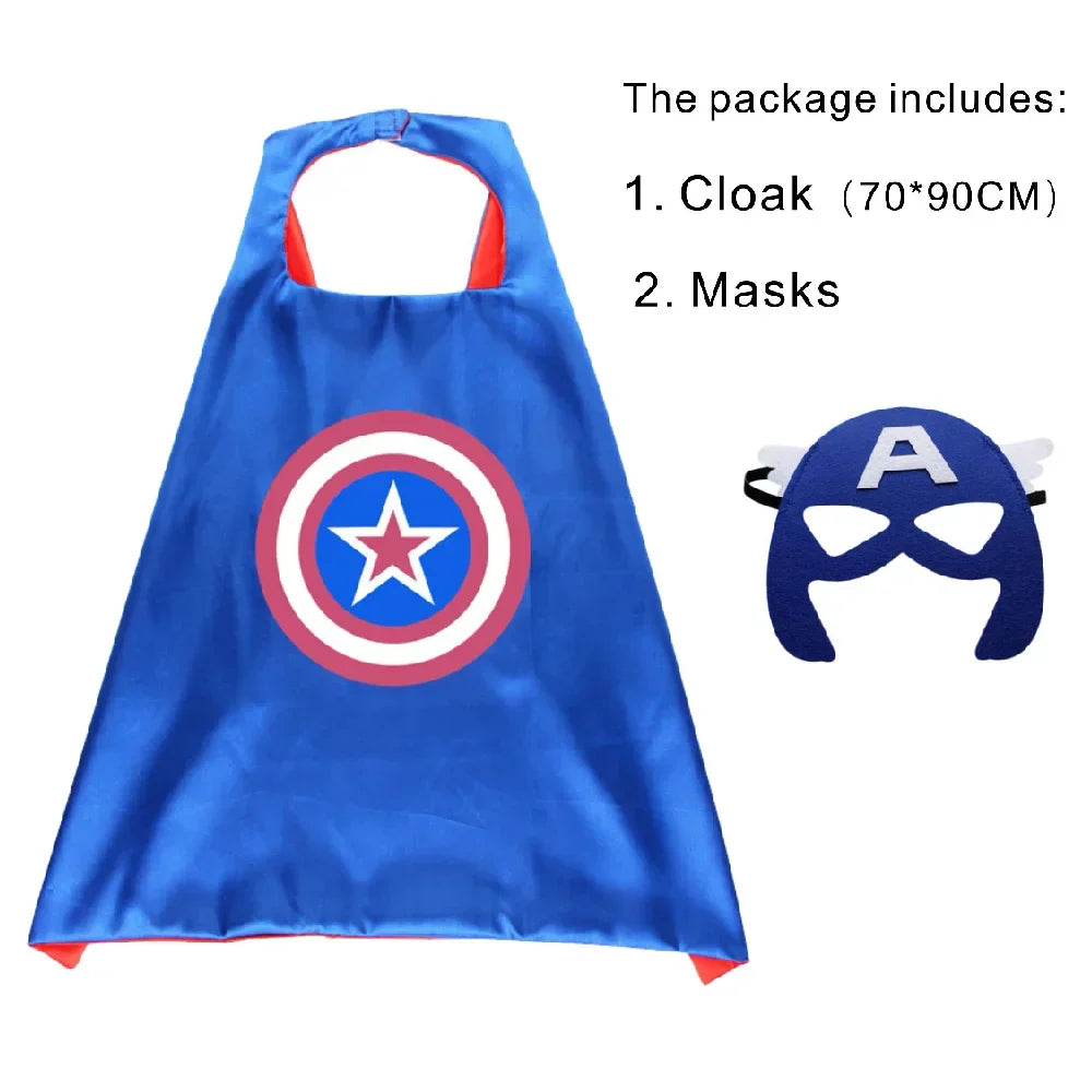 2025Kids Anime Superhero Costume Captain America Muscle Jumpsuit with Shield and Mask Cloak for Halloween Carnivals Cosplay Suit
