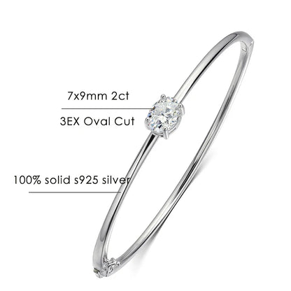 2ct Oval Cut Moissanite Bangles Elegant Women Diamond Solid s925 Silver GRA Certified Dainty Bracelet Fine Jewelry Gift