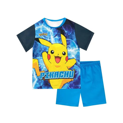 Pikachu 2026 New 3D Printed Pok É Mon Children's Round Neck T-shirt Shorts Family Adult Sports Casual T-shirt Shorts Set