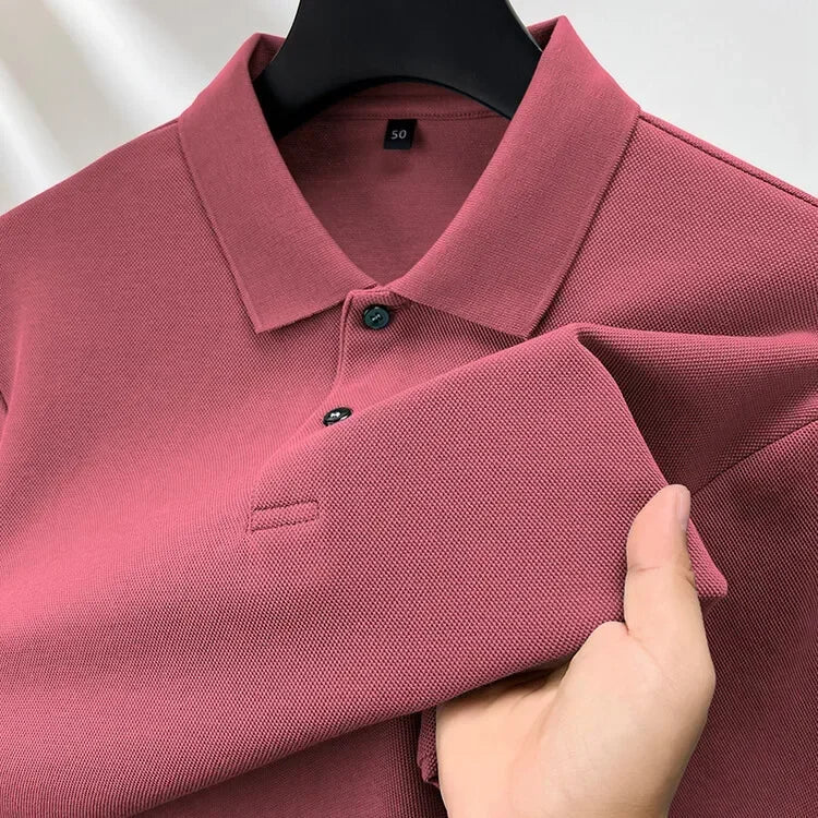 100% Cotton Polo Shirt, Four Seasons Universal  Leisure Long Sleeve, Breathable Lapels T-shirt, Perfect for Golf Sports Durable
