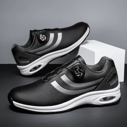 New Men's Fashion Casual sports shoes, Comfortable Hovershoe sole, Outdoor Leisure Walking cycling, Golf shoes, black and White