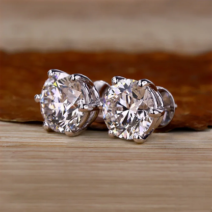 2 Carat Classic Moissanite Stud Earrings 925 Sterling Silver For Women 6-Claw D Color Sparkling Diamond Round Ear StudsCertified