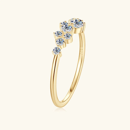 Colar e Anel de Diamantes Moissanite Prata Esterlina 925 Conjunto de Joias com Pingente de Aglomerado para Mulheres Anéis de Noivado Presente