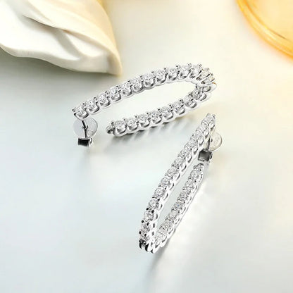 Trendy Real D Color Full 2.2mm 0.04CT Moissanite Hoop Earrings For Women S925 Silver Plated 18K Gold Diamond Earring