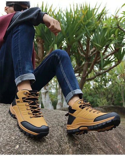 Brand Winter Men's Boots Warm Men's Snow Boots High Quality Leather Men Sneakers Outdoor Men Hiking Boots Work Shoes Size 39-46