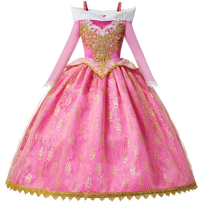 Girls Sleeping Beauty Aurora Cosplay Princess Dress Kids Rapunzel Frozen Elsa Cinderella Costume Party Clothing 2-10Years