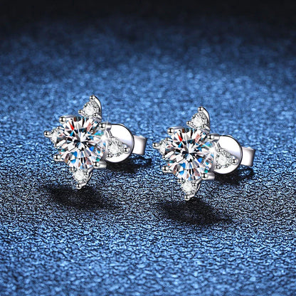 1ct 6.5mm D Color Moissanite Earrings 925 Sterling Silver  with White Gold Plated Stud Earring Wedding Jewelry for Women