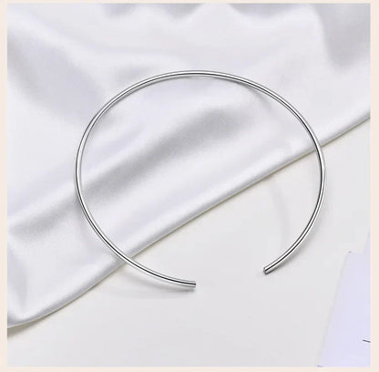 Choker Neck Cuff for Women, Open Collar Choker Torques Necklace Adjustable ,Simple Stainless Steel Jewelry