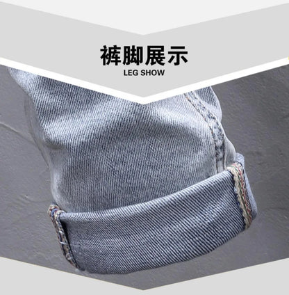 Spring and Autumn New Fashion Trend Solid Color Straight Stretch Denim Pants Men Slim Breathable High Quality Small Foot Pants
