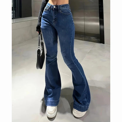 High Waist Stretchy Flared Jeans Slim Fit Bell Bottoms Trousers