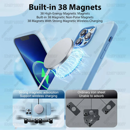 Original Magnetic Liquid Silicone Shockproof Case For iPhone 16 11 12 14 13 15 Pro Max 16 Plus For Magsafe Wireless Charge Cover