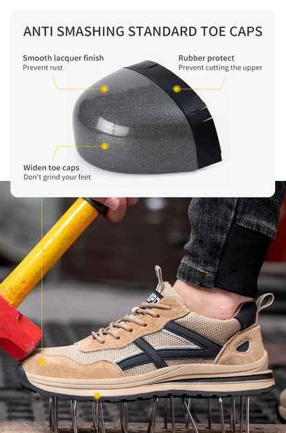 Safety Work Shoes Steel Head Anti-smash Construction Shoes Indestructible Non-slip Sneakers Breathable Footwear