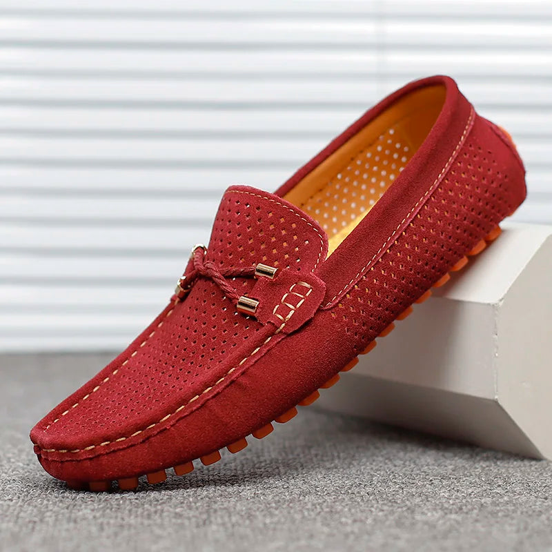 Mens Casual Shoes Genuine Leather Man Loafers Slip on Flats Lightweight Mens Driving Shoes Lazy Shoes