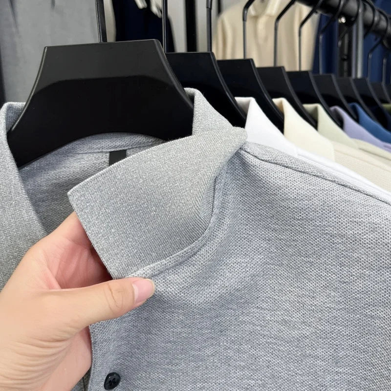 100% Cotton Luxury Brand Men's Polo Shirt Exquisite Dog Embroid Long Sleeve Fashion Quality Lapel T-Shirt Business Casual Menswear
